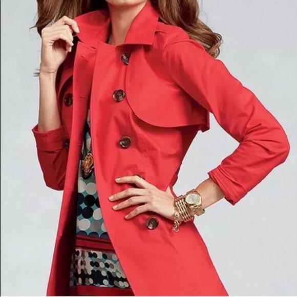 CAbi Jackets & Blazers - CAbi Convertable Poppy Red 3 in 1 Trench Coat